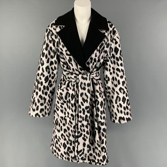 ALICE + OLIVIA Size XS/S Black White Animal Print Polyester Reversible Coat - Picture 1 of 8